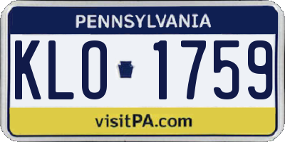 PA license plate KLO1759