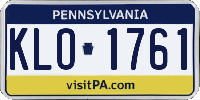 PA license plate KLO1761