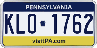 PA license plate KLO1762