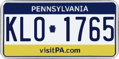 PA license plate KLO1765