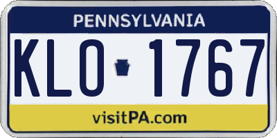 PA license plate KLO1767