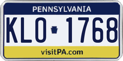 PA license plate KLO1768