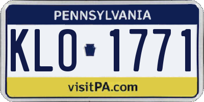 PA license plate KLO1771
