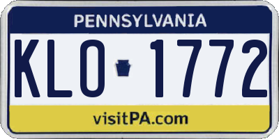 PA license plate KLO1772