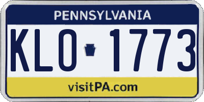 PA license plate KLO1773