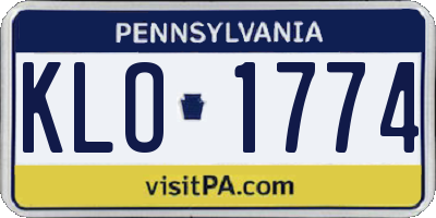 PA license plate KLO1774