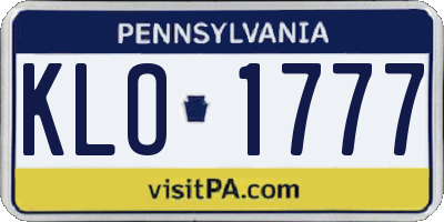 PA license plate KLO1777