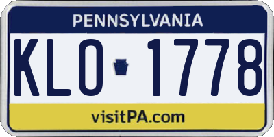 PA license plate KLO1778
