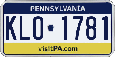 PA license plate KLO1781
