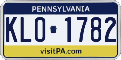 PA license plate KLO1782