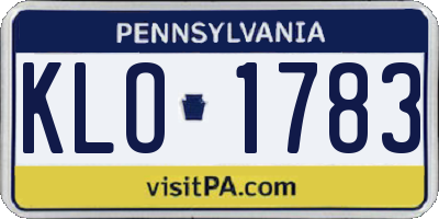 PA license plate KLO1783