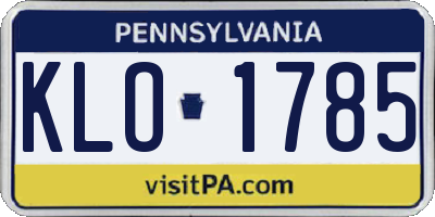 PA license plate KLO1785