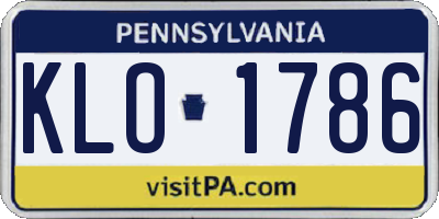 PA license plate KLO1786