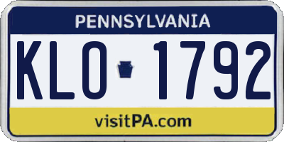 PA license plate KLO1792