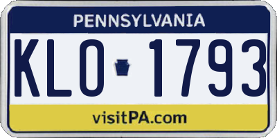 PA license plate KLO1793
