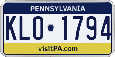 PA license plate KLO1794