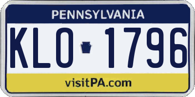 PA license plate KLO1796