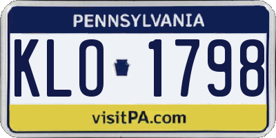 PA license plate KLO1798