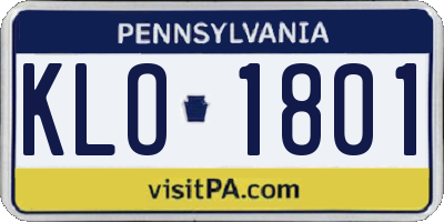 PA license plate KLO1801