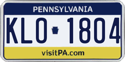 PA license plate KLO1804