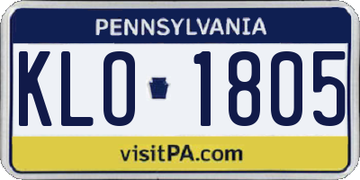 PA license plate KLO1805