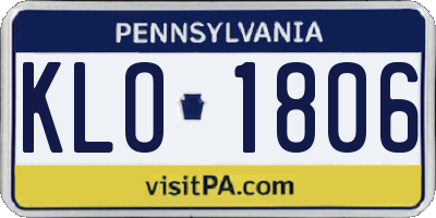 PA license plate KLO1806