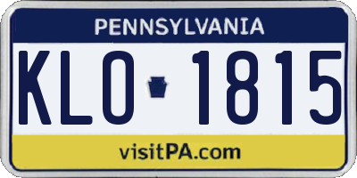 PA license plate KLO1815