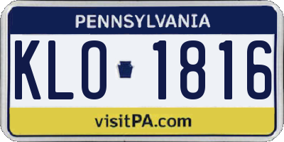 PA license plate KLO1816