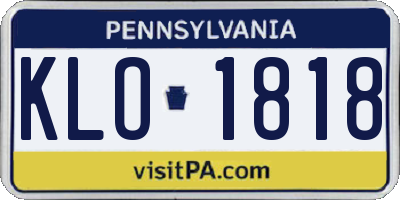 PA license plate KLO1818