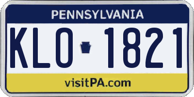 PA license plate KLO1821