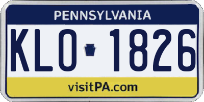 PA license plate KLO1826