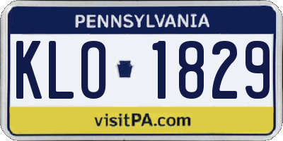 PA license plate KLO1829