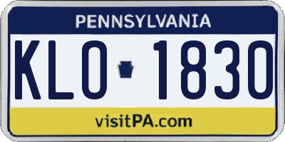 PA license plate KLO1830