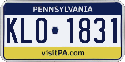 PA license plate KLO1831