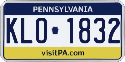 PA license plate KLO1832