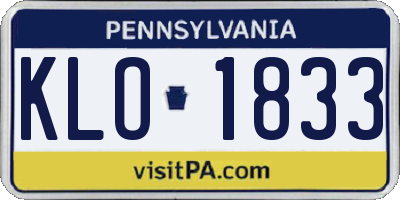 PA license plate KLO1833