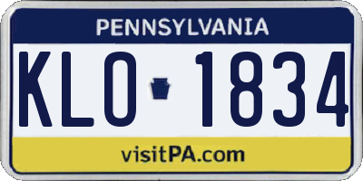 PA license plate KLO1834