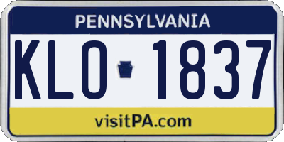 PA license plate KLO1837
