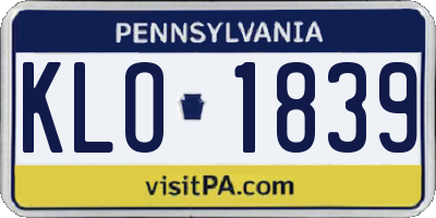 PA license plate KLO1839
