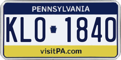 PA license plate KLO1840