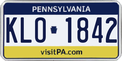 PA license plate KLO1842