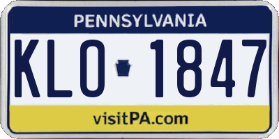 PA license plate KLO1847