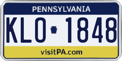 PA license plate KLO1848