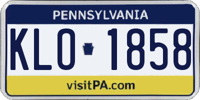 PA license plate KLO1858