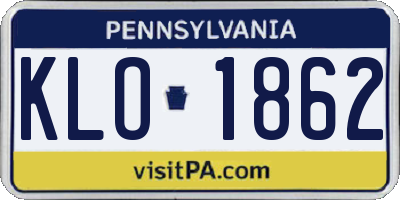 PA license plate KLO1862