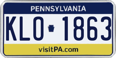 PA license plate KLO1863