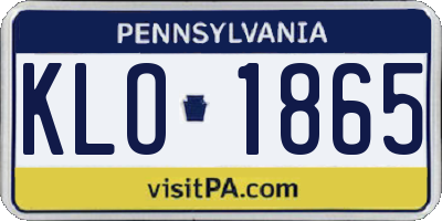 PA license plate KLO1865