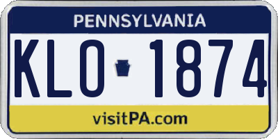 PA license plate KLO1874