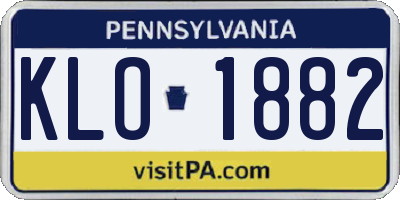 PA license plate KLO1882