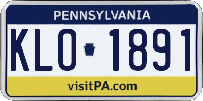 PA license plate KLO1891